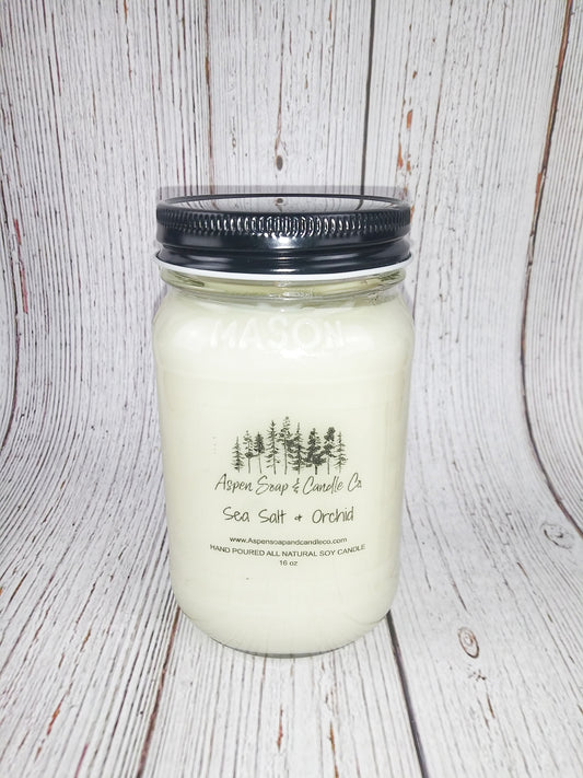 Sea Salt & Orchid Soy Wooden Wick Mason Jar Candles