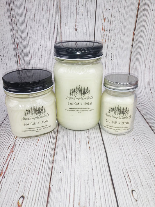 Sea Salt & Orchid Soy Wooden Wick Mason Jar Candles